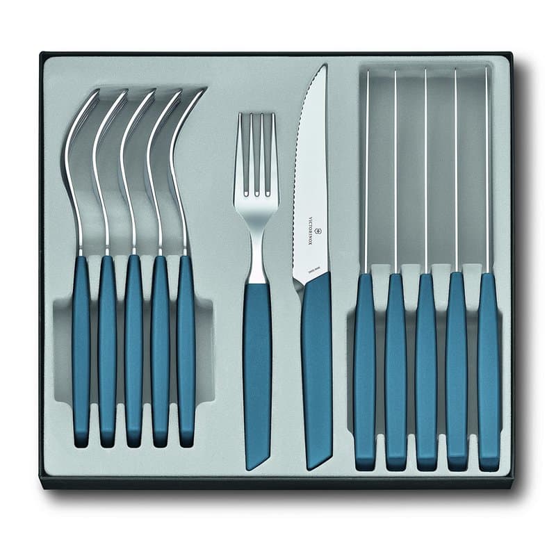 Victorinox Modern Ensemble de couverts pour 6 personnes, 12 pièces, y compris couteau à steak tranchant à lame crantée, manches