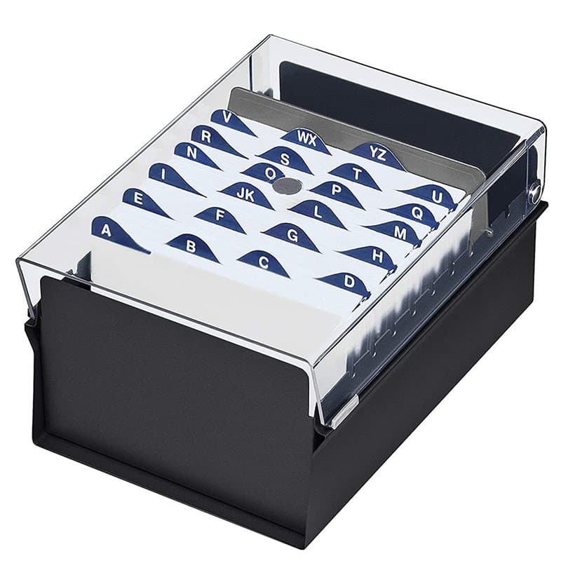 Acrimet Boîte à Fiches Organisateur 4'' x 6’', Base en Métal Robuste (Index AZ et un Séparateur Plastique Inclus) (Base Noire av