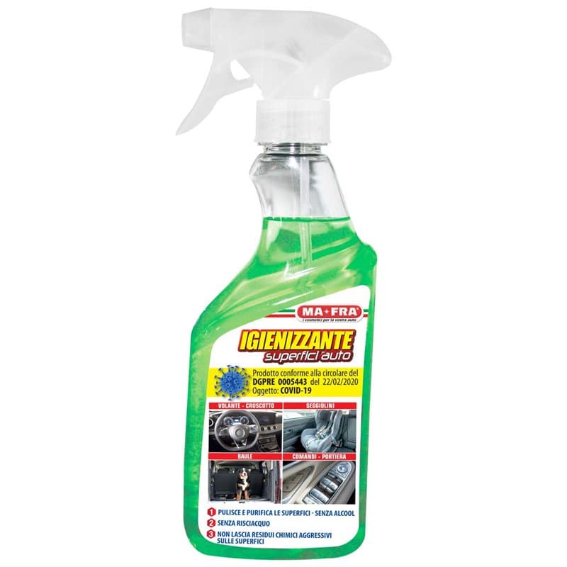 Mafra, Car Surface Cleaner, Détachant intérieur rapide sans alcool, Idéal pour hygiéniser toutes les surfaces sans rinçage, Ne l