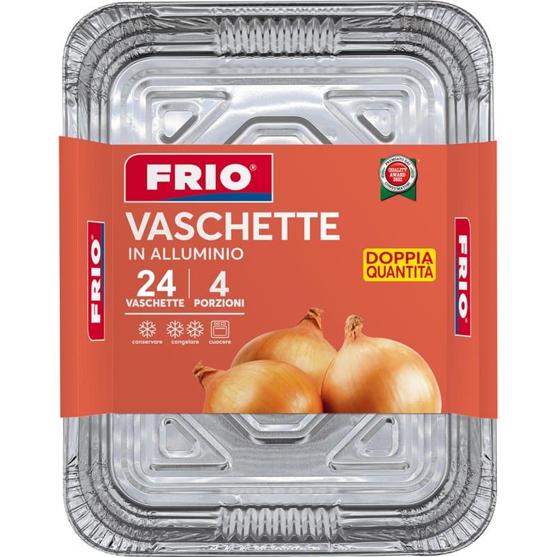 FRIO Cuves en aluminium rectangulaires 24 pièces pour aliments | 4 portions 17,5 x 22,5 x 5,5 cm | Assiettes à four en aluminium