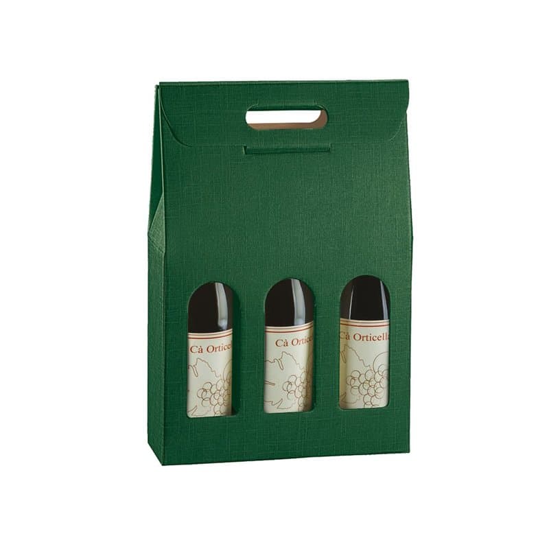 Lot de 5 boîtes pour 3 bouteilles de vin verticales modèle bordelais, bourgognotte robustes strennes Noël carton couplé et poign