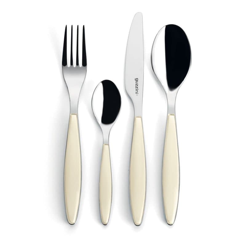 Guzzini - Feeling, Lot de 24 couverts colorés - Beige, 15,8 x 7,5 x H 25,5 cm - 2300004