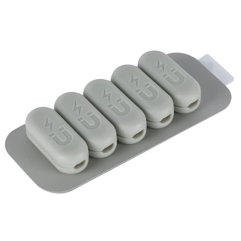 Electraline 71707 Pack de 5 clips de câble magnétiques avec bande métallique adhésive incluse, organiseur de bureau pour câbles