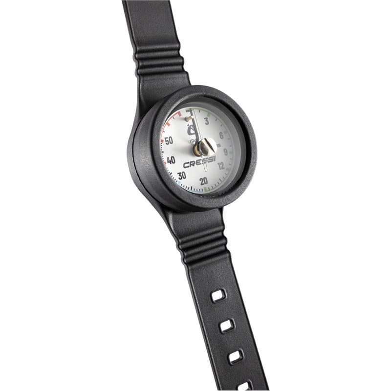 CRESSI Wristband Depht Gauge White Metric Profondimètre Analogique Durable au Poignet Unisex-Adult, Noir/Blanc, Taille Unique