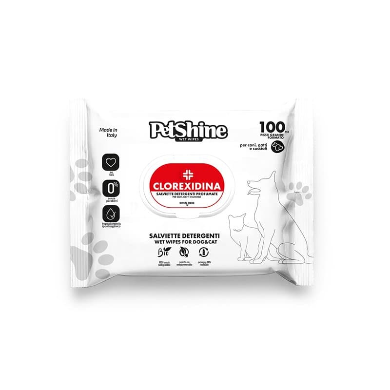 Porrini Lingettes hygiéniques pour Chien/Chat, chlorexidine