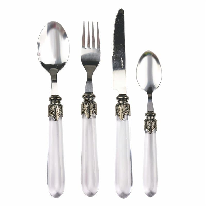 Lot de 24 couverts en acier, poignée transparente, Imperial