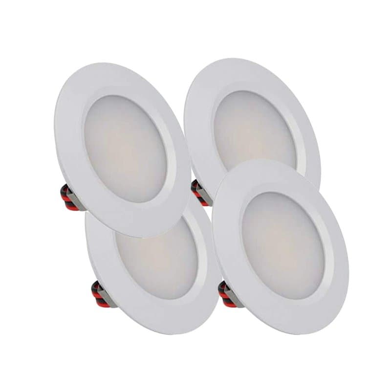 LEDLUX Lot de 4 mini spots LED encastrables ronds slim 3 W CC 12 V 24 V trou 50 mm pour éclairage de cuisine, salle de bain, cam