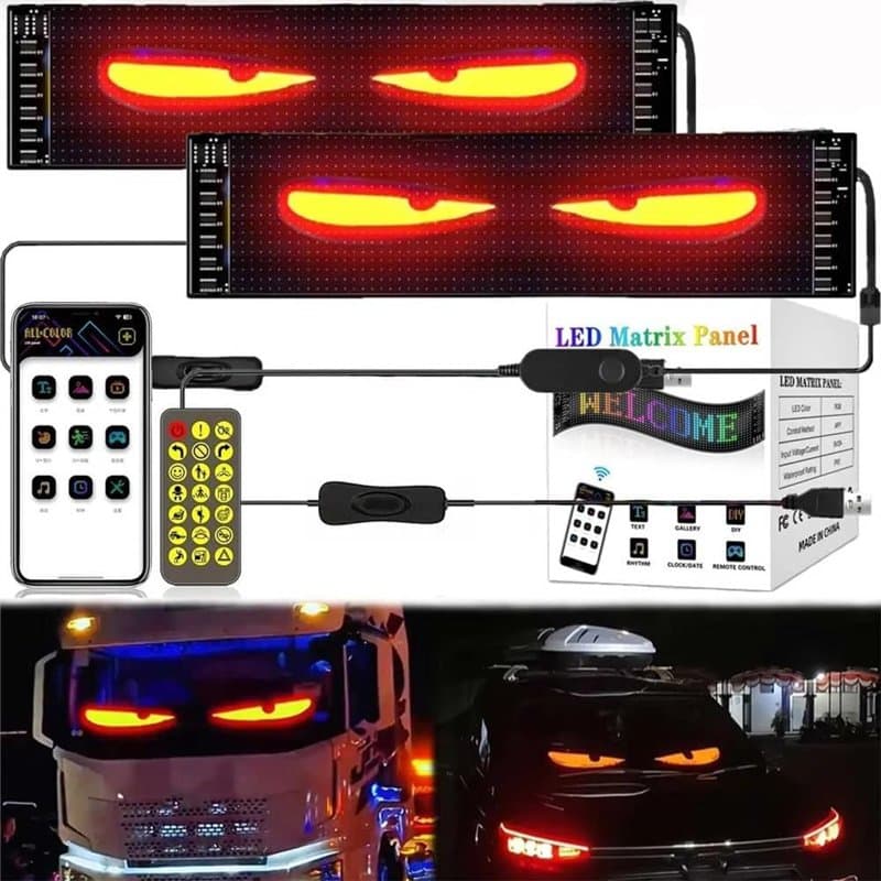 NEWFUN Yeux du Diable Led pour Camion, Panneau Led Voiture, Ecran LED Programmable Voiture avec Contrôle APP et Télécommande, Te