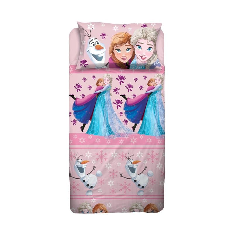 Hermet Reine des neiges Parure de lit 100% Coton, Housse de Couette 100% Coton, Drap Plat, Drap Housse de Couette et taie d'orei