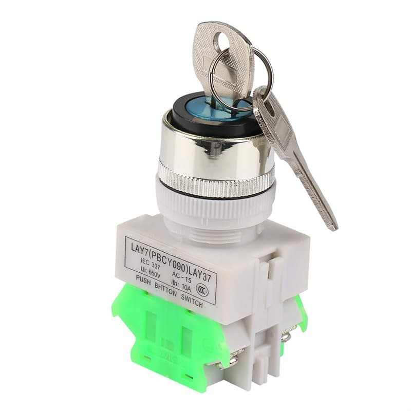Interrupteur à clé, Interrupteur de Verrouillage à clé de sécurité à 3 Positions LAY37-20Y / 31220V 5A Sélecteur Rotatif Trou de