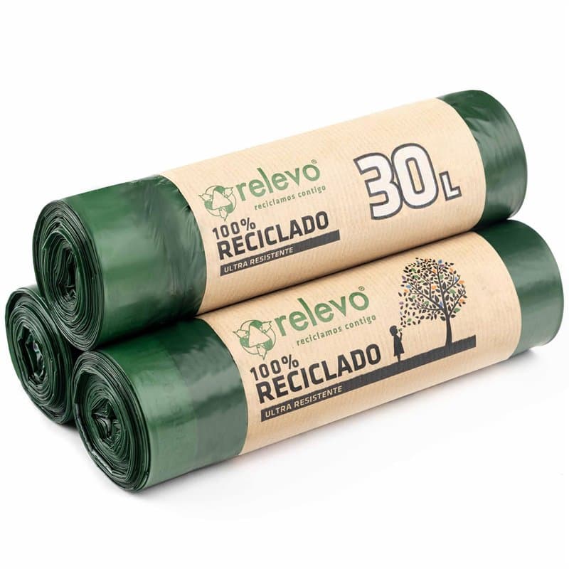 Relevo sacs poubelle avec poignées, très résistant 30 L, 45 pièces