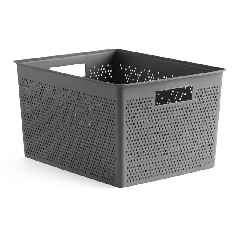 TATAY Bohol Boîte de rangement rectangulaire en polypropylène sans BPA 100 % recyclé Gris anthracite Dimensions 30 x 39 x 21,5 c