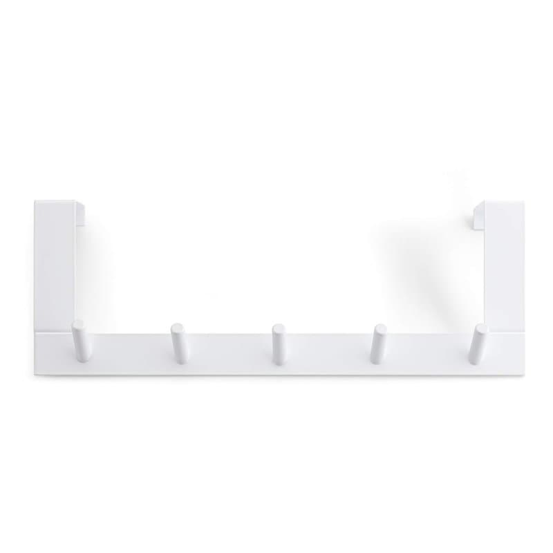 Rayen Cintre 5 crochets Porte-manteau Barre de crochet Accroche-porte Multifonctionnel Gain de place Blanc 36 cm x 12,5 cm x 4 c