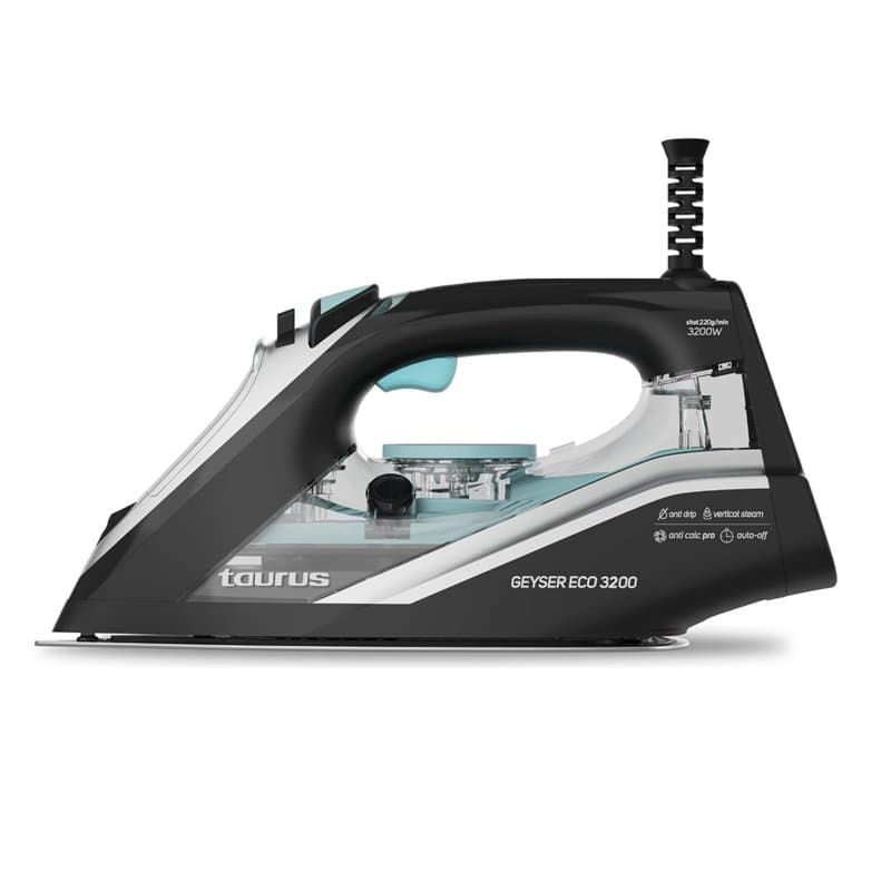 Taurus - Fer à repasser vapeur Geyser Eco 3200W | Semelle Ultra X-Slide XL | Vapeur 220g/min | Chauffe rapide 30s | Anticalcaire