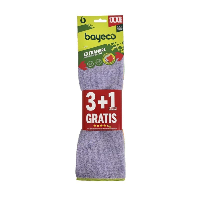 Bayeco - Lot de 3 Chiffons Extra Fibres en Microfibre 45 x 38 cm - XXL - Multi-usages - Super absorbants - Plus de Nettoyage en