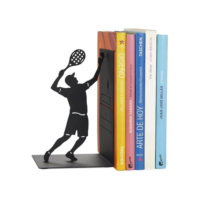 Balvi Serre-Livres Match Ball Couleur Noir Soutien aux Livres de bibliothèque avec Un Joueur de tenni