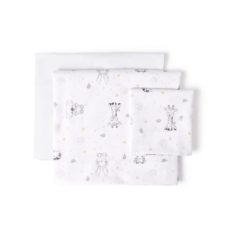 Interbaby Koala Parure de lit 3 pièces pour lit bébé 100% Coton Blanc/Bleu