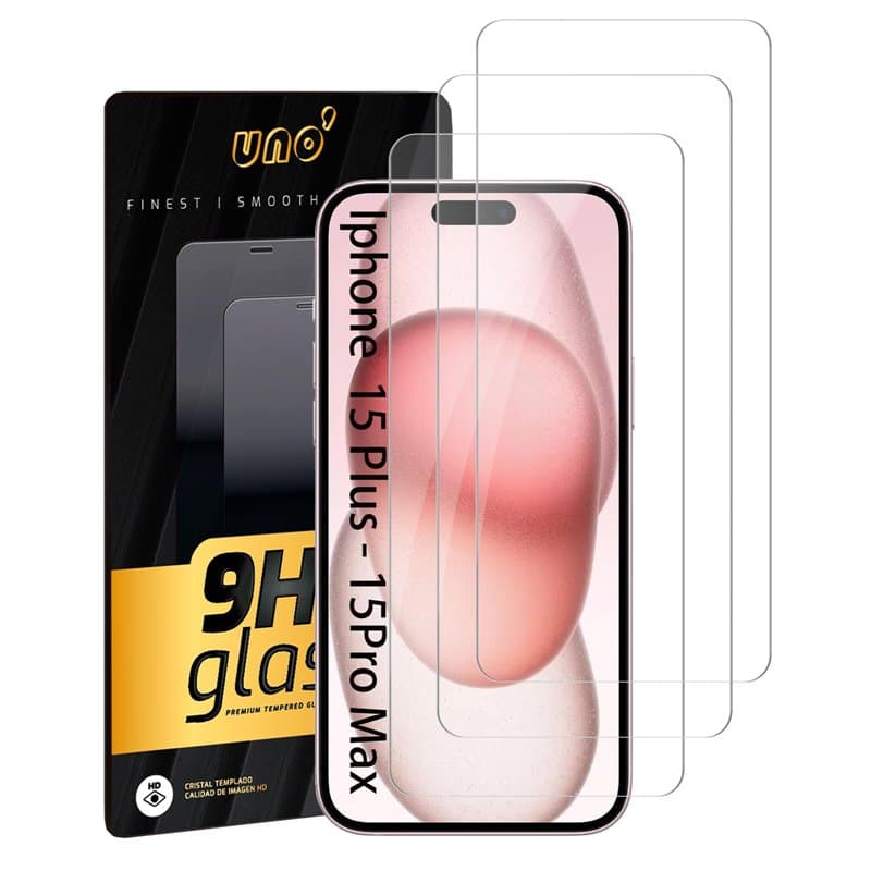 UNO' - Lot de 3 films de protection d'écran pour iPhone 15 Plus/iPhone 15 Pro Max (6,7") anti-traces de doigts, anti-rayures, du