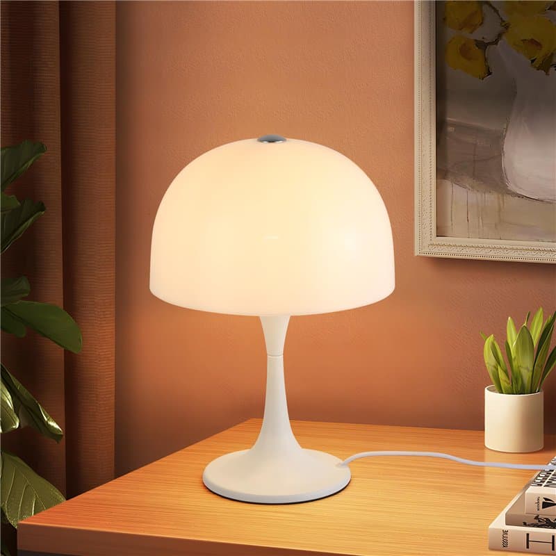 Alpinaluz Lampe de table moderne MEDUSA - 3 lumières G9, base métallique blanche, abat-jour en acrylique haute transmission, des