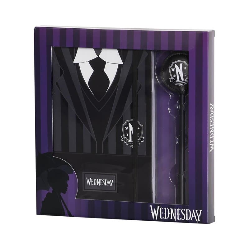 Karactermania Mercredi Uniform-Coffret Cadeau avec Journal et Stylo à Bille Fashion, Noir