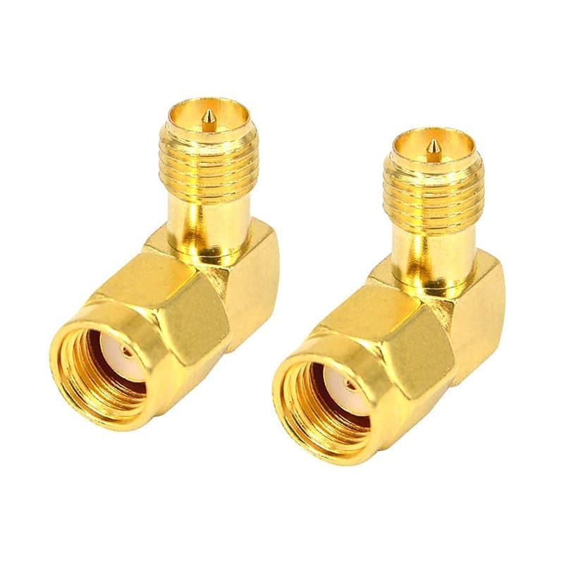 Boobrie 90 Degrés RP SMA Adaptateur Coaxial Connecteur RP SMA Mâle(trou) à RP SMA Femelle(broche) Connecteur Angle Droit RP-SMA