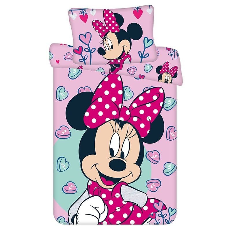 Disney Minnie Mouse Parure de lit pour bébé avec housse de couette de 100 x 135 cm et taie d'oreiller de 40 x 60 cm, 100 % coton