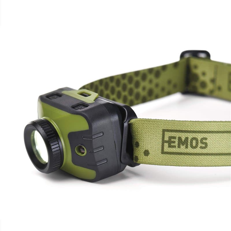 EMOS Lampe frontale étanche à 5 modes de lumière, 330 lm, lumière rouge, lumière rouge IP43 avec éclairage LED CREE avec mise au