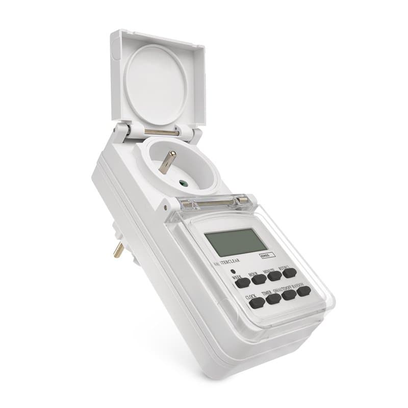 EMOS - Minuterie numérique d'extérieur - Prise IP44 française - Timer d'extérieur avec Capuchon de Protection, 10 programmes, Pr