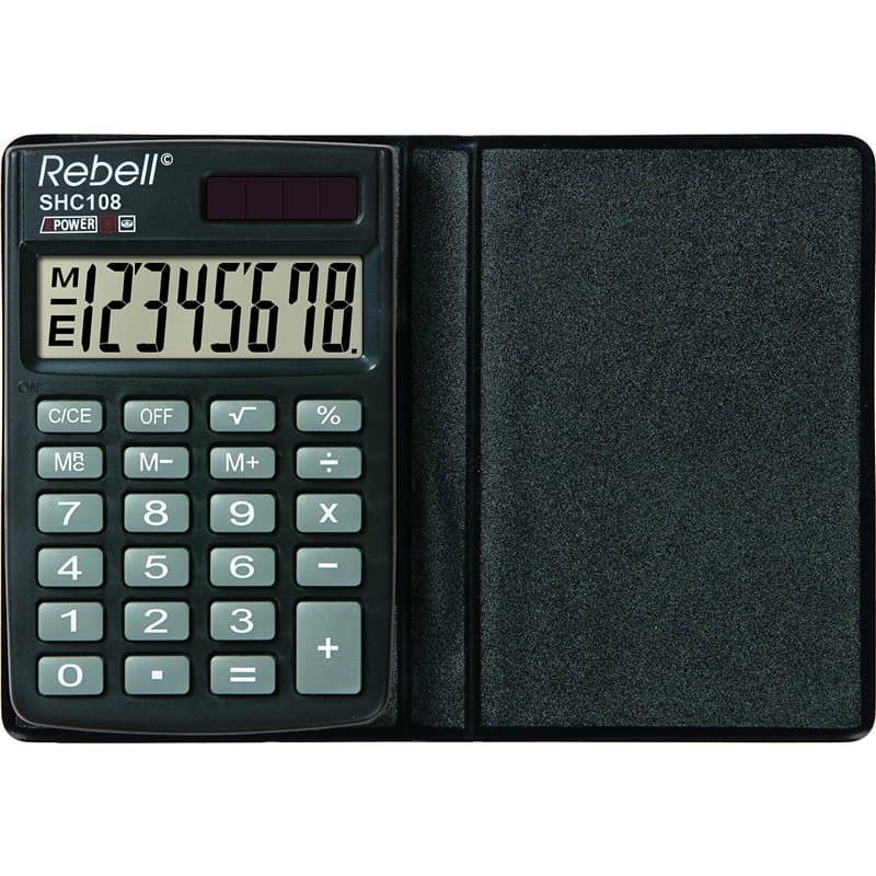 REBELL re de shc108 Écran LCD calculatrice à 8 chiffres, panneau solaire, racines et de Triple fonction mémoire, étui de protect