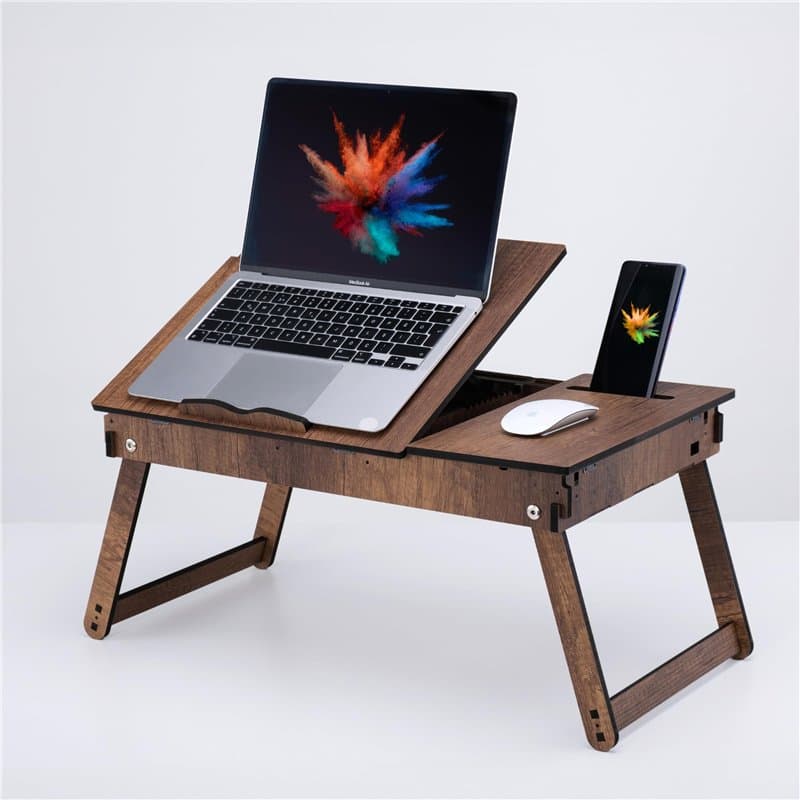 Vigo Support en Bois pour Ordinateur Portable et lit réglable avec Rangement intégré, Design Pliable et Ergonomique pour Lire, é
