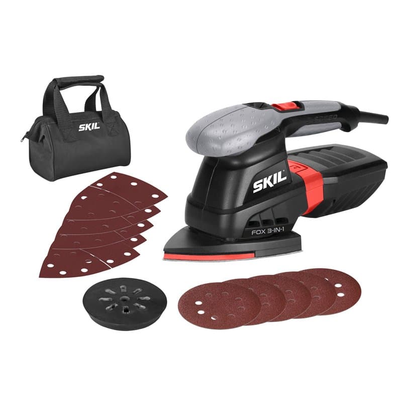 Skil Fox 3-en-1 7220AC Ponceuse Multifunction a Variateur de Vitesse (250W, 100 x 150 mm / 125 mm, Sac à Poussière, 10 Feuilles