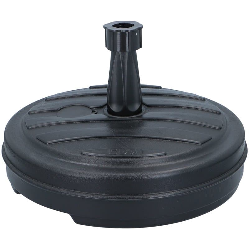 MaxiMondo Pied de Parasol - Plastique - pour Parasol Standard - Remplit d'eau ou de Sable - Diamètre : 45 cm - Rond Noir