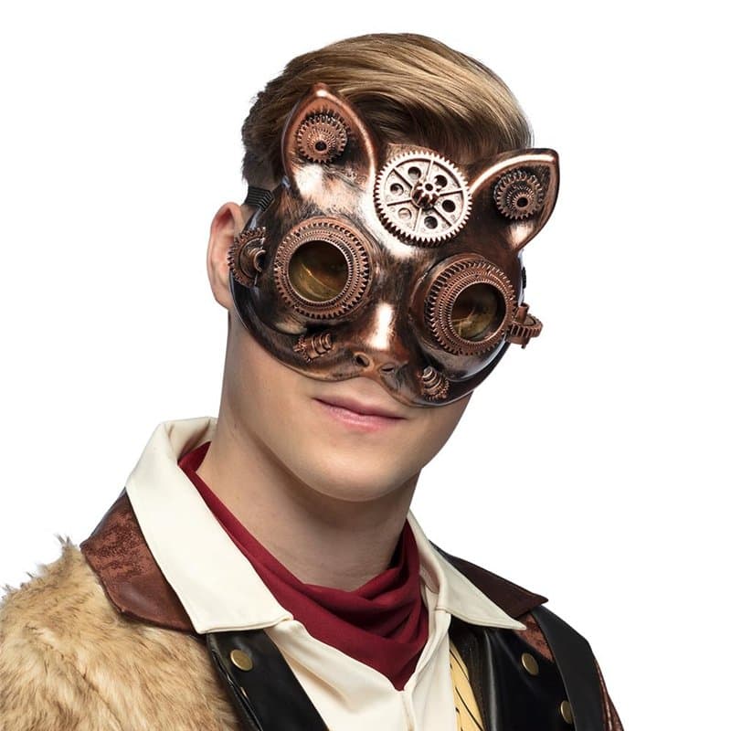 Boland 54576 - Demi-masque Steamcat, masque pour costumes de carnaval steampunk, accessoires pour carnaval ou fête à thème