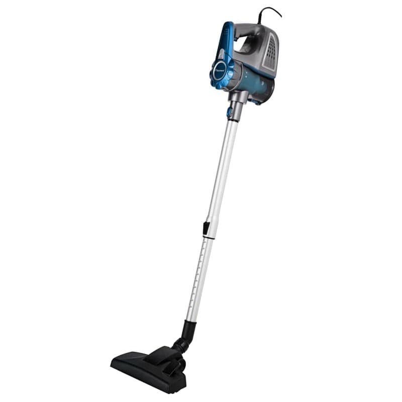Bestron Aspirateur à main sans sac avec tube télescopique, Rayon d'action : 6,5 m, Capacité : 0,6 L, 600 W, bleu/gris