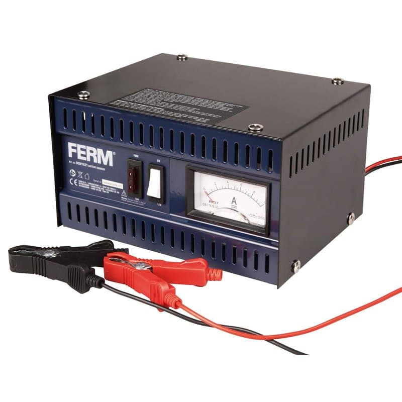 FERM Chargeur de batterie / démarreur pour voiture - 6V / 12V - Max. 75Ah - 5A, avec câbles de serrage de batterie