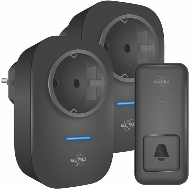 ELRO DB4000 Kit de sonnette de porte Kinetic sans fil - Avec 2 récepteurs enfichables avec prise - Pas de piles nécessaires - 15