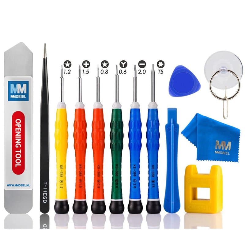 MMOBIEL Kit de tournevis antistatique 14 en 1 avec tournevis Y 0,6 compatible avec iPhone avec outil pour magnétiser/démagnétise