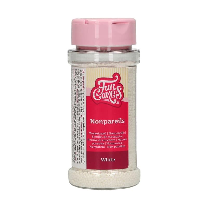 FunCakes Nonpareils Blanc: Sprinkles de gâteau, bon goût, parfait pour la décoration de gâteaux, des centaines et des milliers d