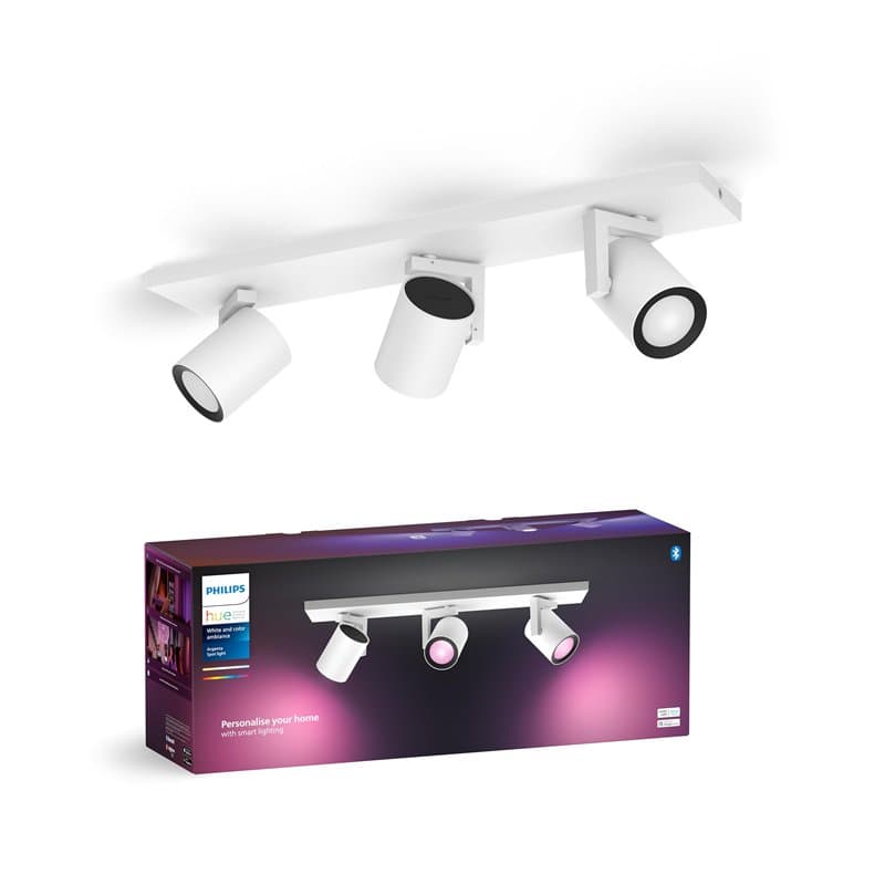 Philips Hue White & Color Ambiance Plafonnier Argenta avec trois spots, spots LED graduables pour le système d'éclairage Hue, co