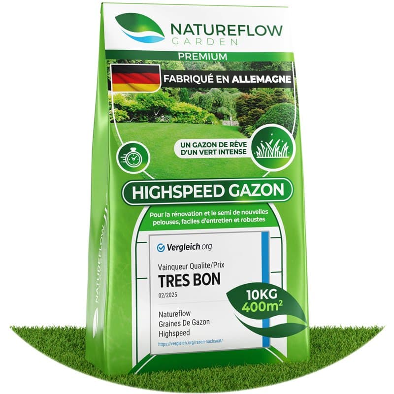 Gazon Regarnissage Rapide 10kg (400m2) - Fabriqué en Allemagne - Résistant & Autoréparation Naturelle - Pelouse Regarnissage - p