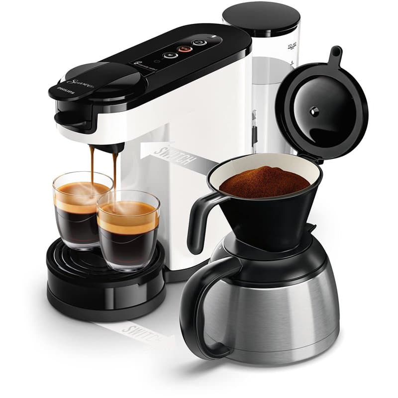 Philips Senseo Switch HD6592/04 Machine à café à dosettes et filtre 2 en 1, technologie d'infusion 2 en 1, réservoir d'eau de 1