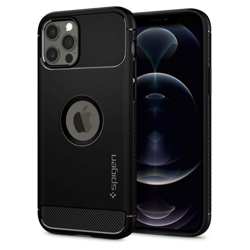 Spigen Rugged Armor Coque pour iPhone 12 et iPhone 12 Pro - Noir Mat