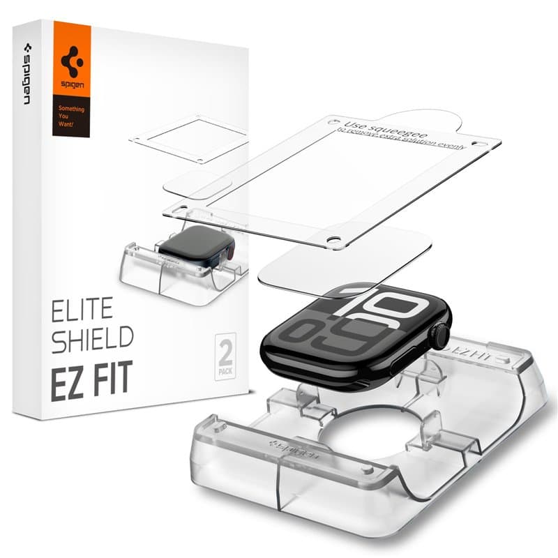 Spigen Eliteshield EZ Fit Protection Écran pour Apple Watch 10 42mm, 2 Pièces, Kit d'installation fourni, Ultra Claire, Résistan