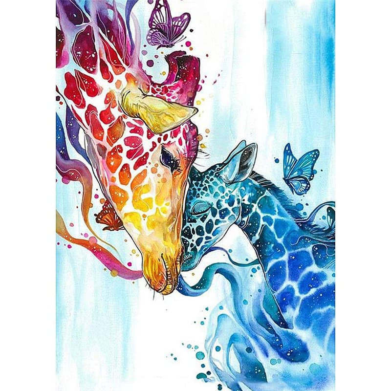 WOWDECOR Diamond Painting Complet, Coloré Girafe Papillon Animaux Diamant Painting DIY 5D Mosaïque Peinture Numéro Point De Croi