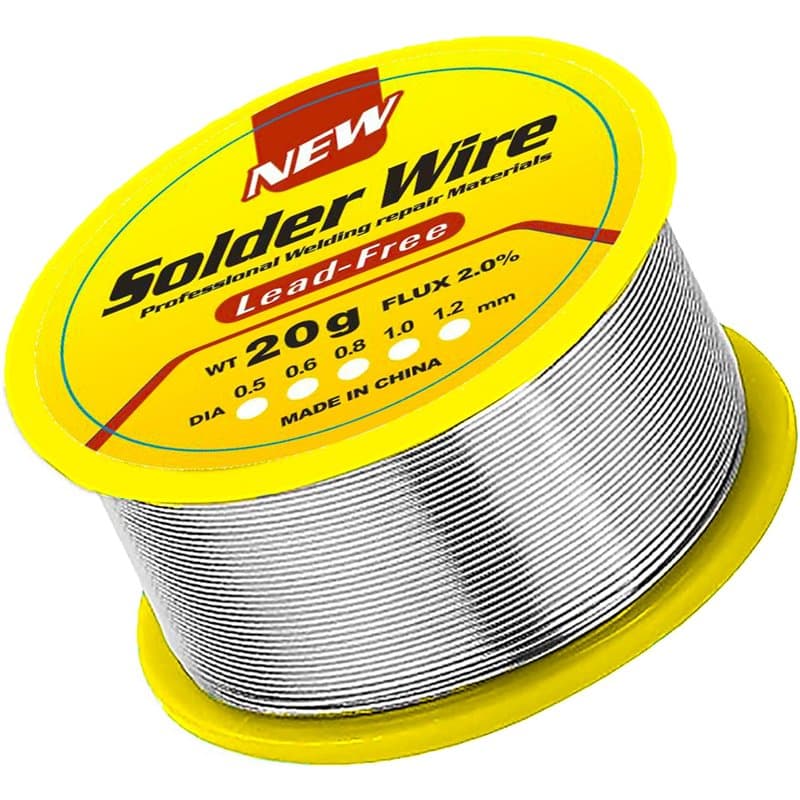 Fil à souder 0,8 mm - Sans plomb - Avec noyau de colophane - Fil à souder avec flux - 20 g - Pour la réparation et le bricolage