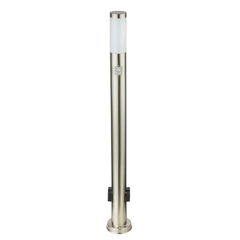 Lampadaire extérieur luminaire sur pied espace extérieur inox senseur prises de courant