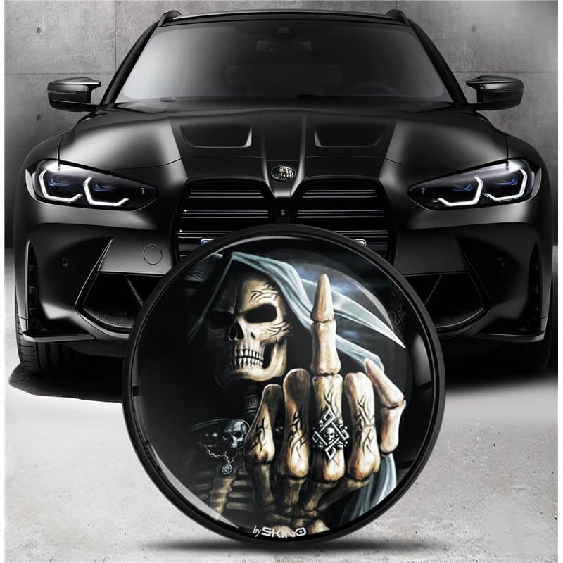 Biomar Labs Compatible avec BMW Emblème 51148132375 Plaque pour Avant Capot Arrière Coffre 82mm Crâne EO 25
