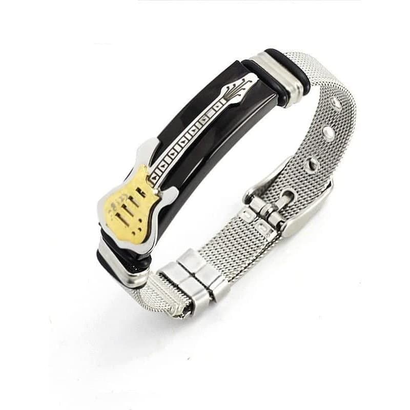 UNGUGU Bracelet De Guitare en Maille,Bracelet en Acier Inoxydable,Bracelet Punk, Bijoux for Les Amateurs De Musique