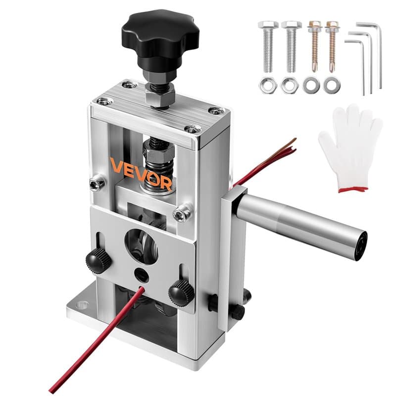 VEVOR Dénudeur Câble Manuel, 1,5-25 mm, Machine à Dénuder Cuivre à Manivelle ou à Perceuse Électrique Non Incluse, Lames Trempée
