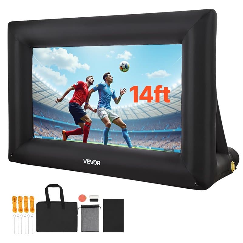VEVOR Écran de Projection Gonflable Diagonale de 427 cm, Format 16:9, en 600D Lavable, avec Sac de Rangement, Installation Facil